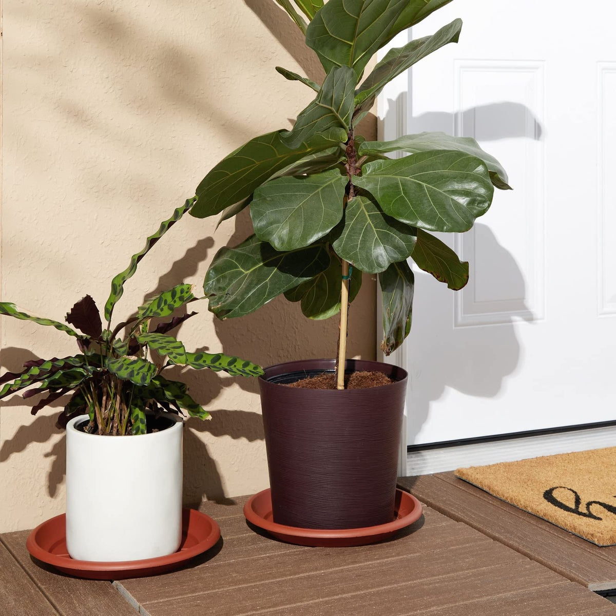 Juvale indoor-outdoor plant saucer tray for clean spaces.