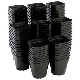 Juvale square nursery pots 2.6-inch black stackable for organized seed starting.