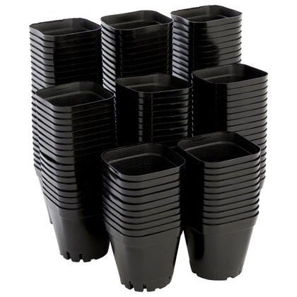 Juvale square nursery pots 2.6-inch black stackable for organized seed starting.