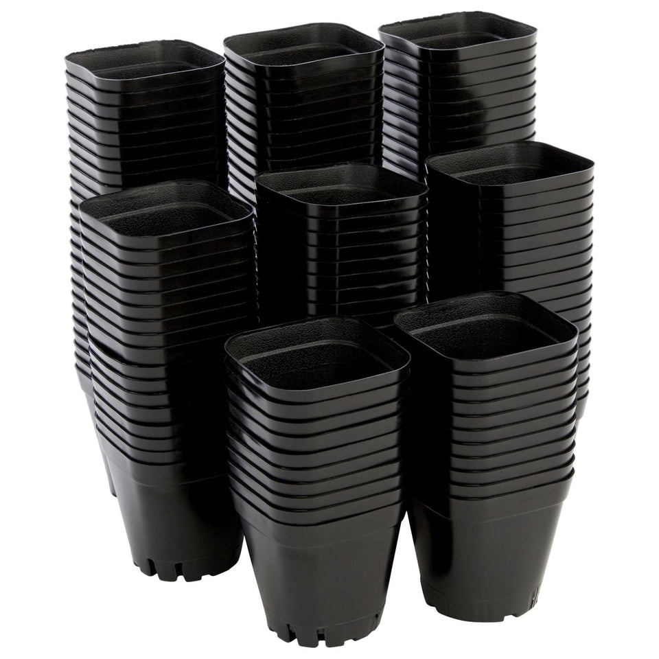 Juvale square nursery pots 2.6-inch black stackable for organized seed starting.