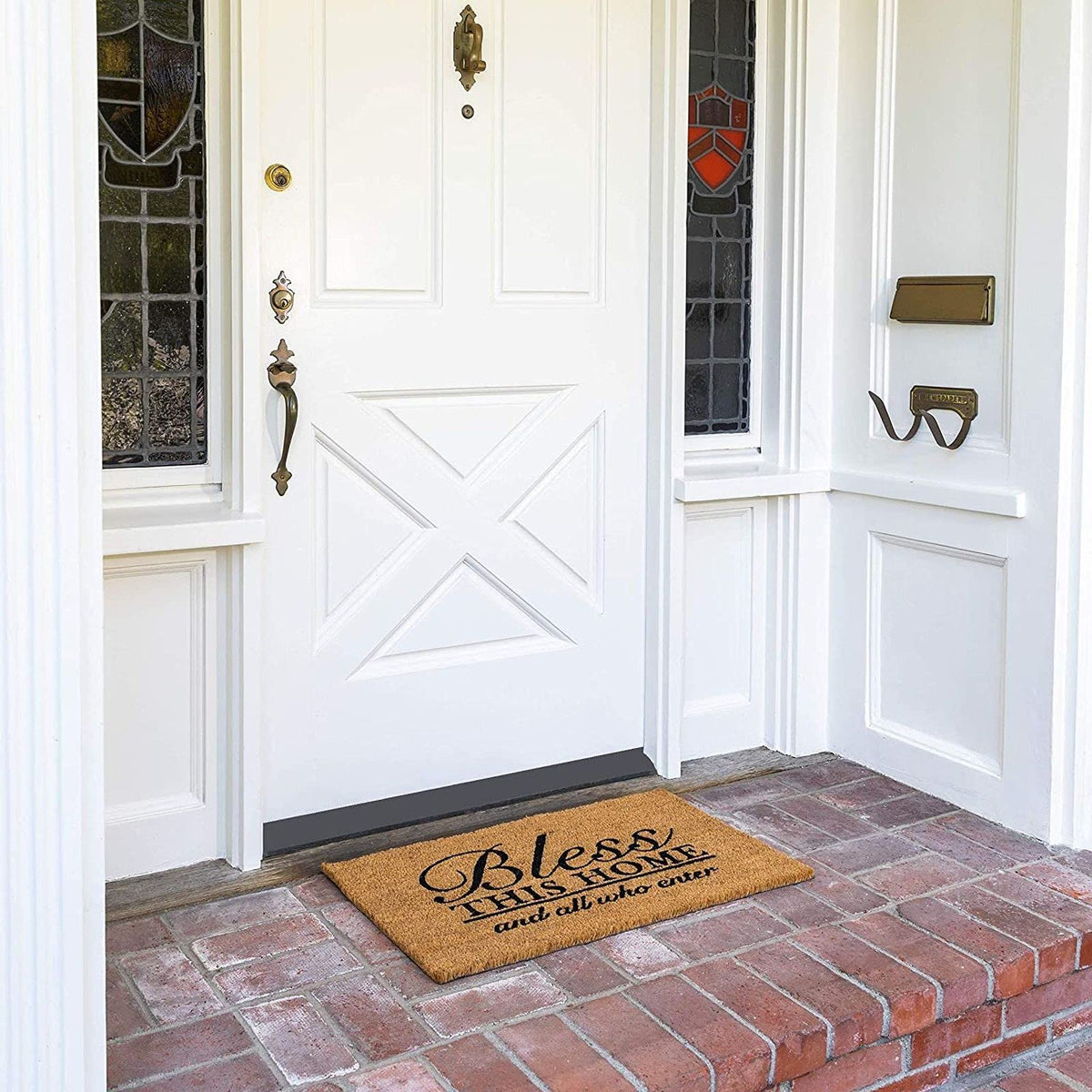 Juvale welcome design front door mat 17x30 enhances curb appeal.