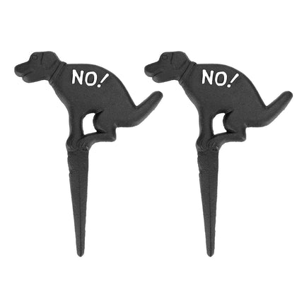 JUXYES cast iron no-pooping yard sign stake pack 2 for lawns.