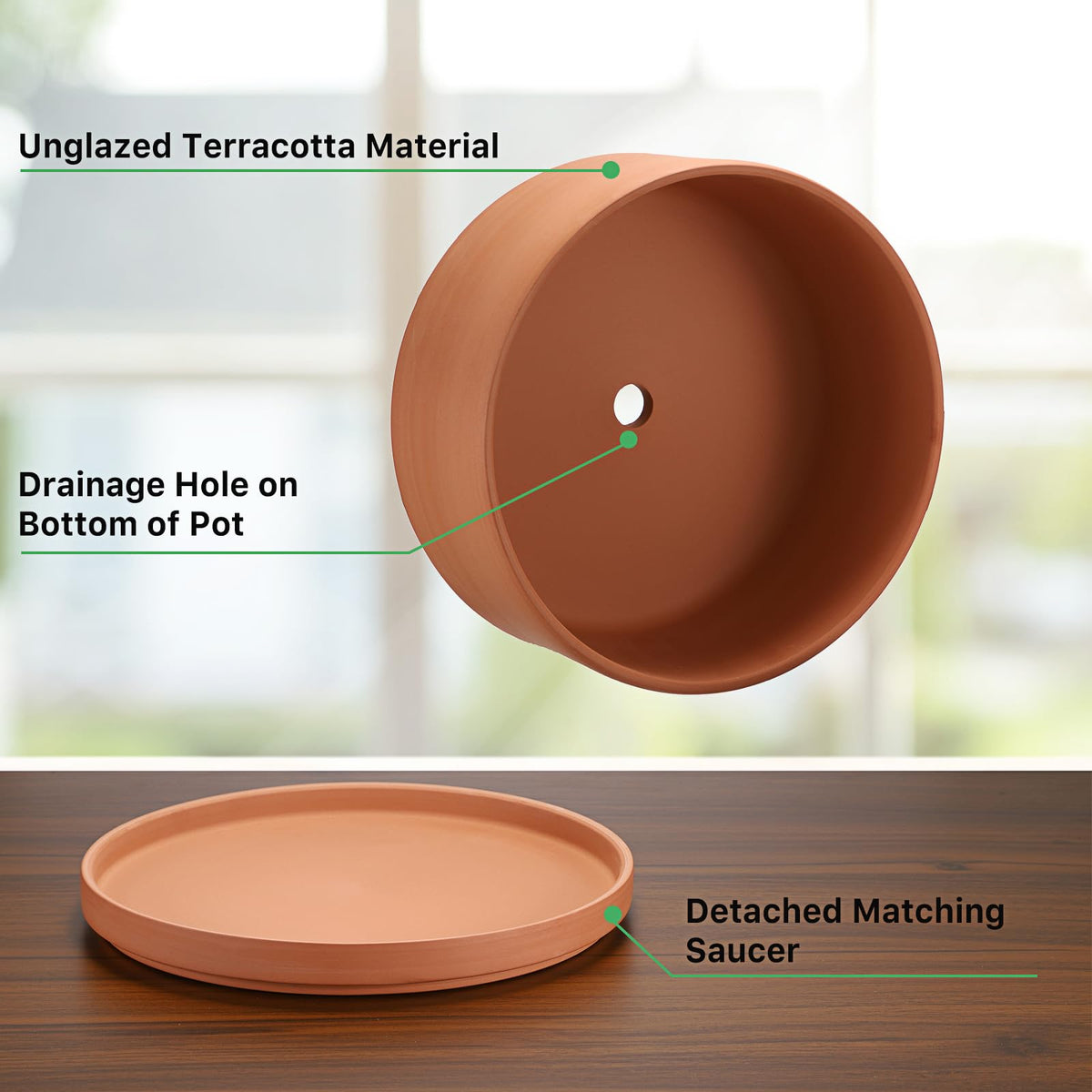Heavy base of the JUXYES pot provides stability for outdoor display.
