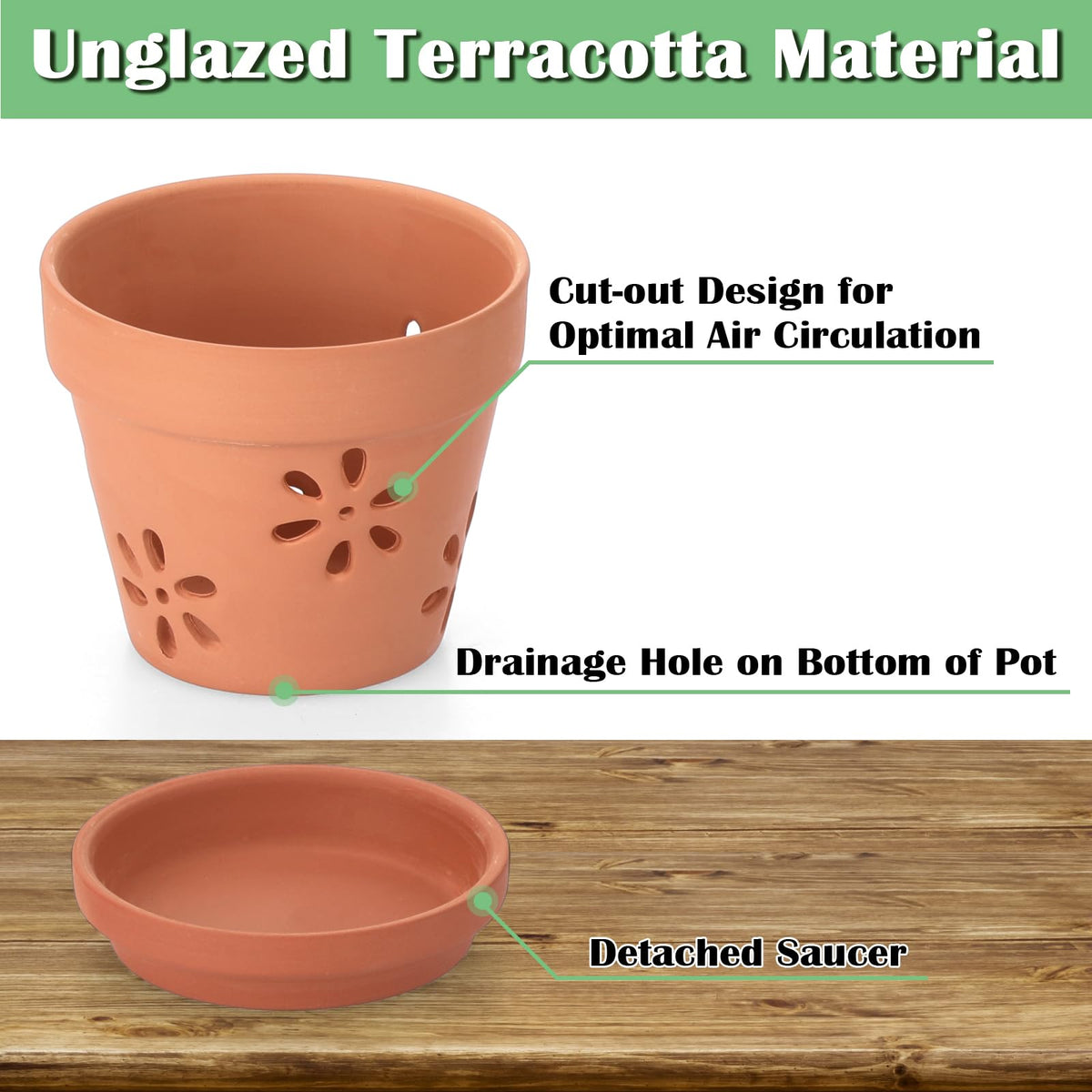 JUXYES orchid pot hole pattern enhances air circulation around plants.