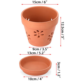 JUXYES side-view terracotta orchid pot shows sturdy design.