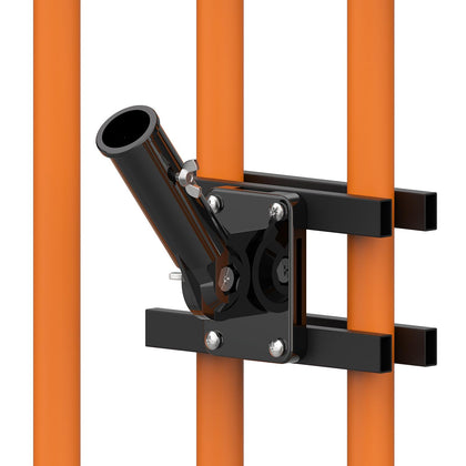 JUYEER heavy-duty flagpole mount on rail bracket provides secure outdoor flag support.