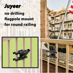 JUYEER non-punching flagpole holder clamped firmly without wall damage during installation.