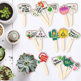 JUYRLE wooden labels featuring Don't touch me add playful plant charm