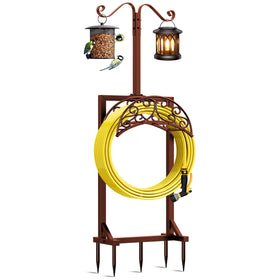 Jvgoo garden hose holder with 5 spikes secures hoses outdoors