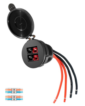JVWKPU power panel with dual Anderson connectors and weather cover for reliable mobile power.