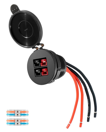 JVWKPU power panel with dual Anderson connectors and weather cover for reliable mobile power.
