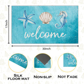 Jvpke blue beach mat enhances entryway decor while catching dirt at thresholds.