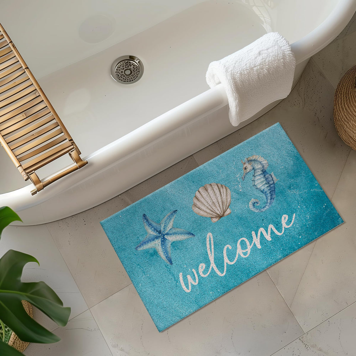 Jvpke blue beach mat offers moisture control to keep floors drier.