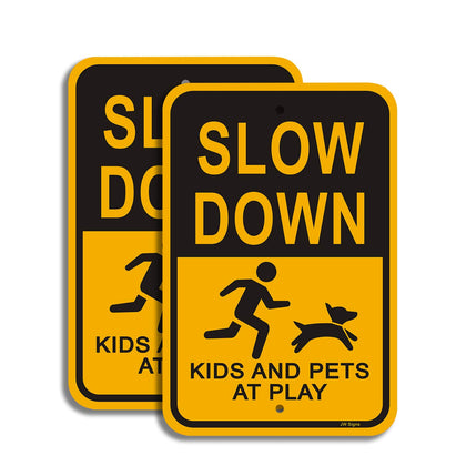 JW Signs Slow Down sign 18x12 front view for clear visibility