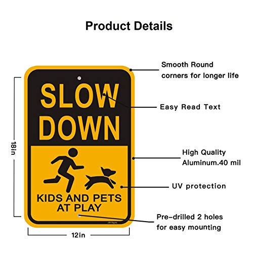 JW Signs Slow Down sign with reflective coating for night visibility
