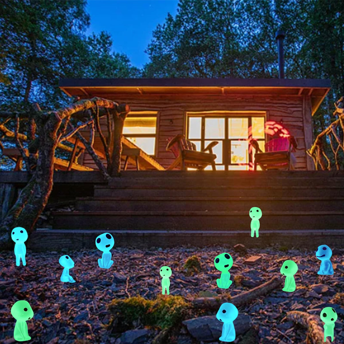 JXITON resin alien green glow figure for micro landscapes