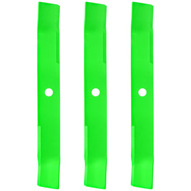 JXJKCZ 60-inch deck blades closeup showing sharp mulching edge for clean cuts.