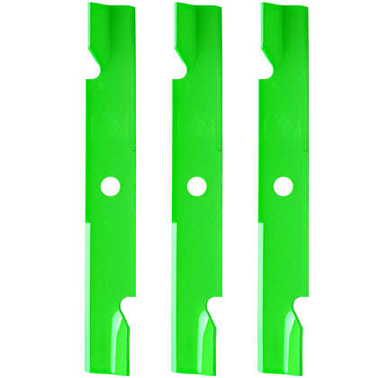 JXJKCZ blade close-up with notched high lift for Exmark 52 inch deck compatibility