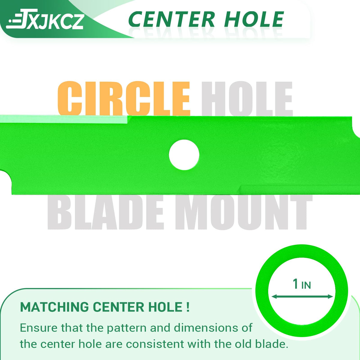 JXJKCZ blade pack arranged to show 52 inch deck compatibility with Exmark and Toro