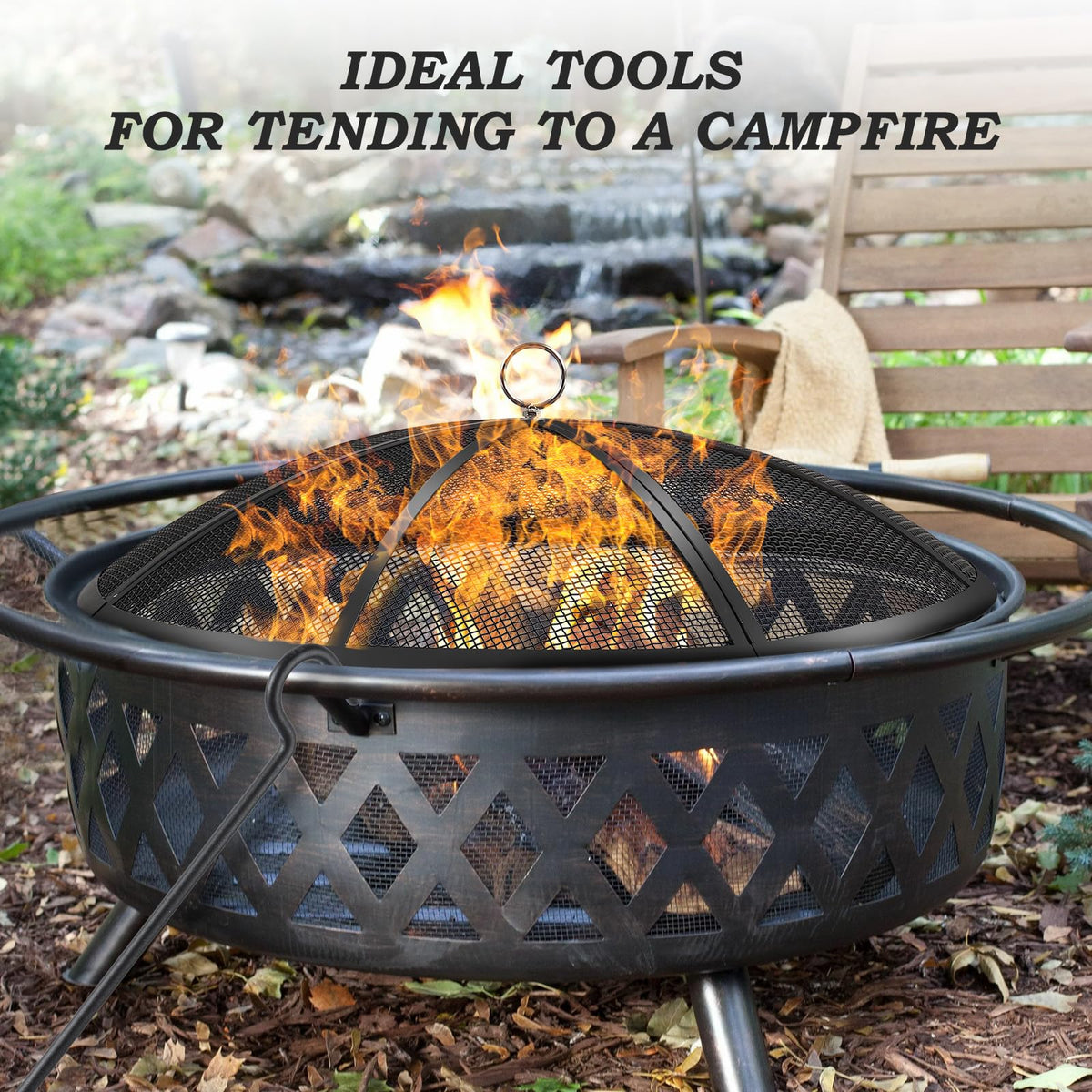 JXLXYY fire pit screen heavy-duty metal mesh for durable outdoor use.