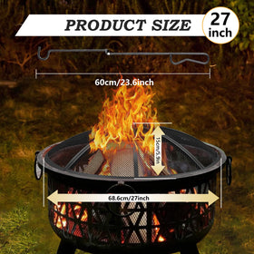JXLXYY fire pit screen with handle and poker for safe adjustments
