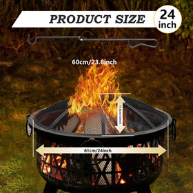 JXLXYY Fire Pit Screen with handle and poker for easy fire management