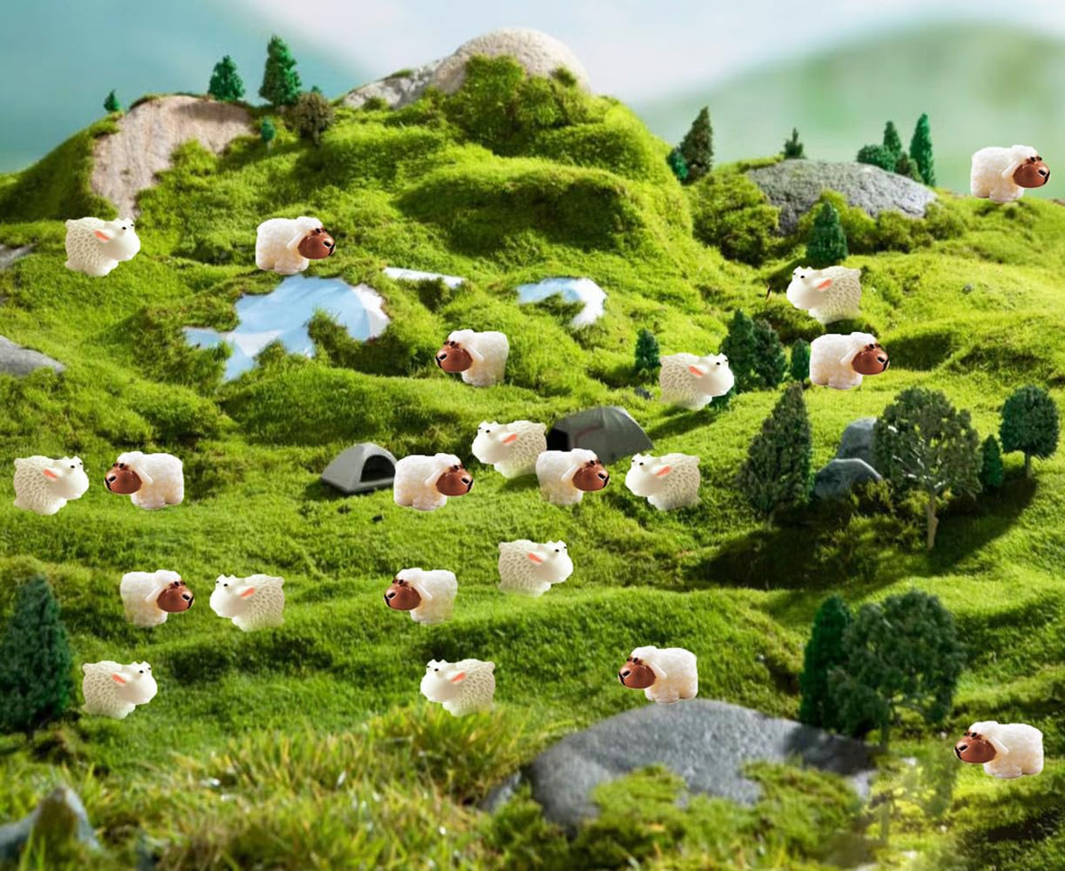 Jxpinet mini sheep figurine bonsai scene enriches tiny landscapes.