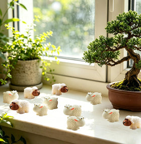 Jxpinet mini sheep figurine set provides versatile decoration options.