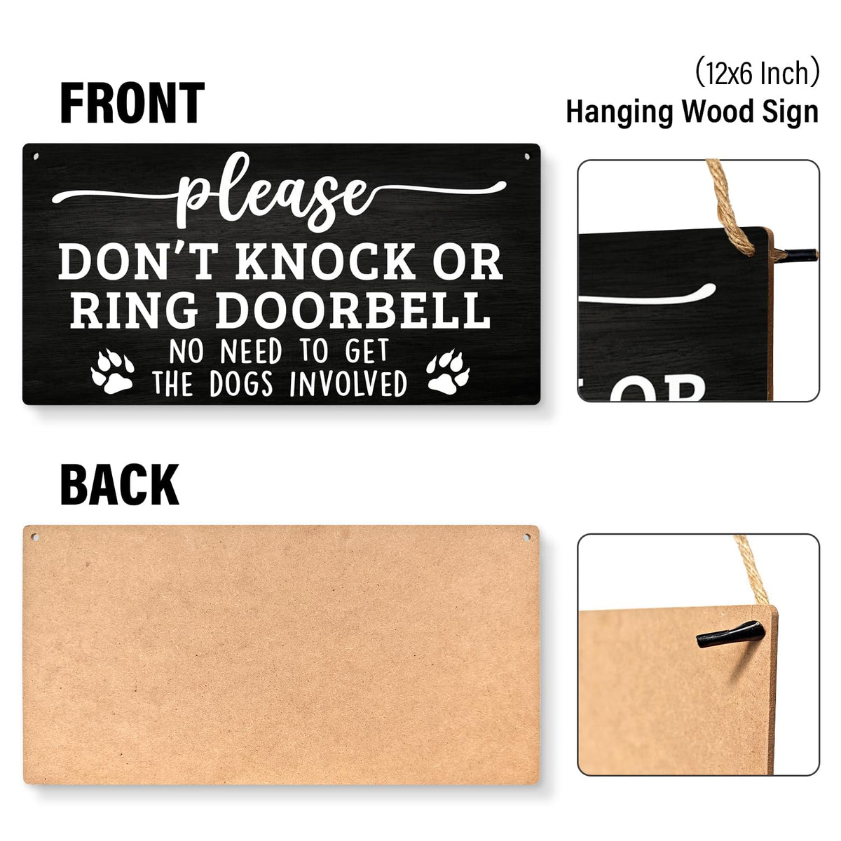 JXREQ dont-knock-doorbell-sign porch-ready front door decor