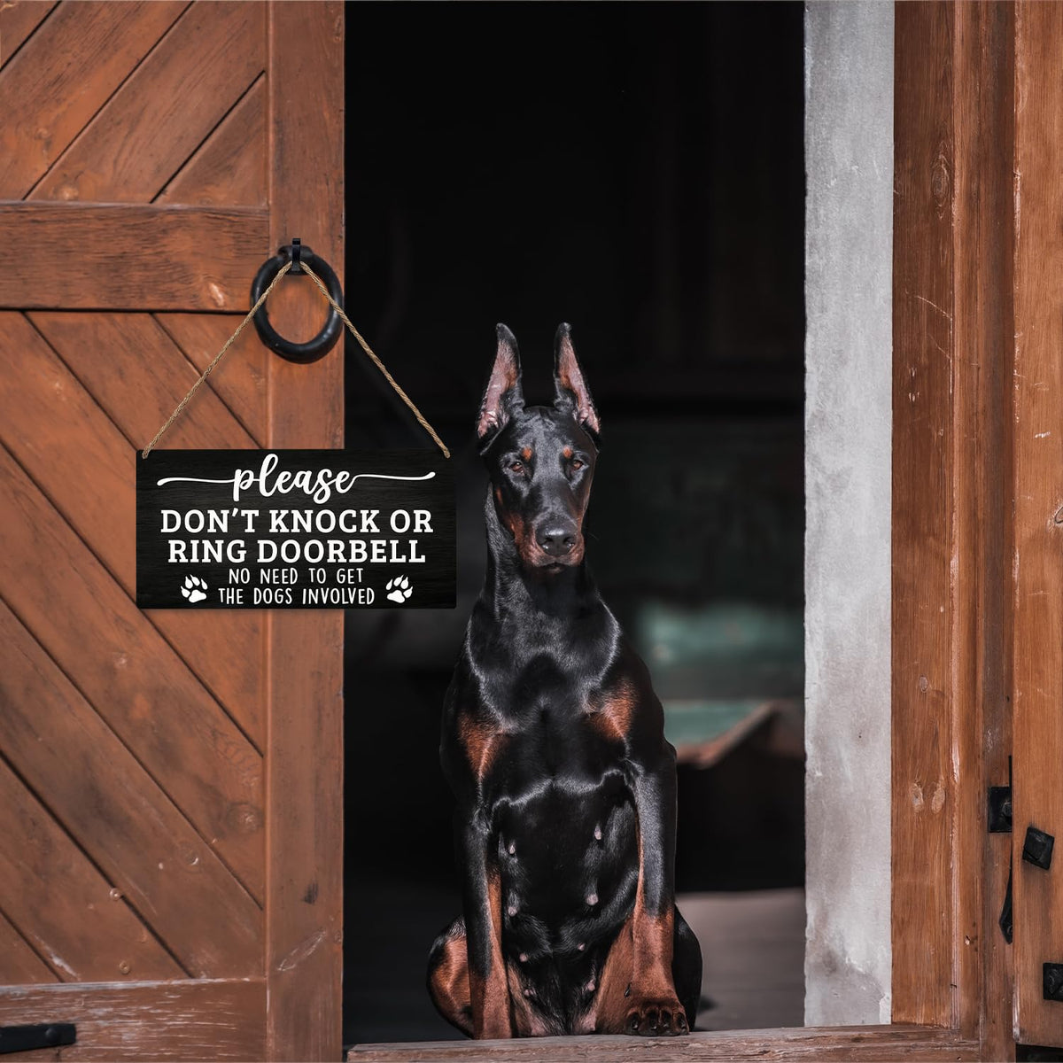 JXREQ dont-knock-doorbell-sign hemp rope hanging for easy mounting