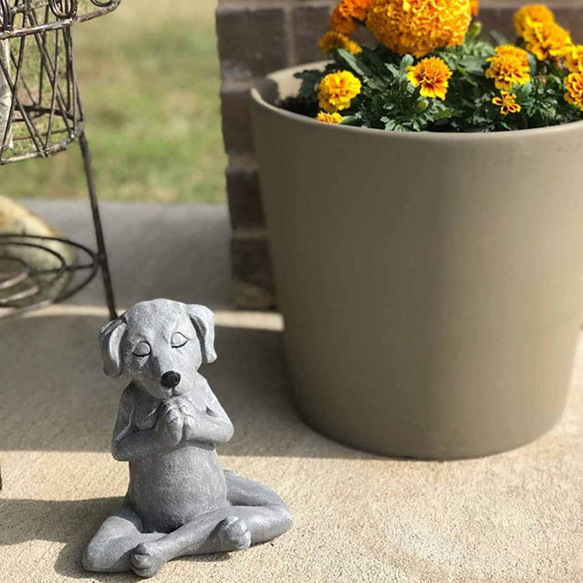 Jxueych Namaste dog decor greets visitors with a playful, peaceful look.