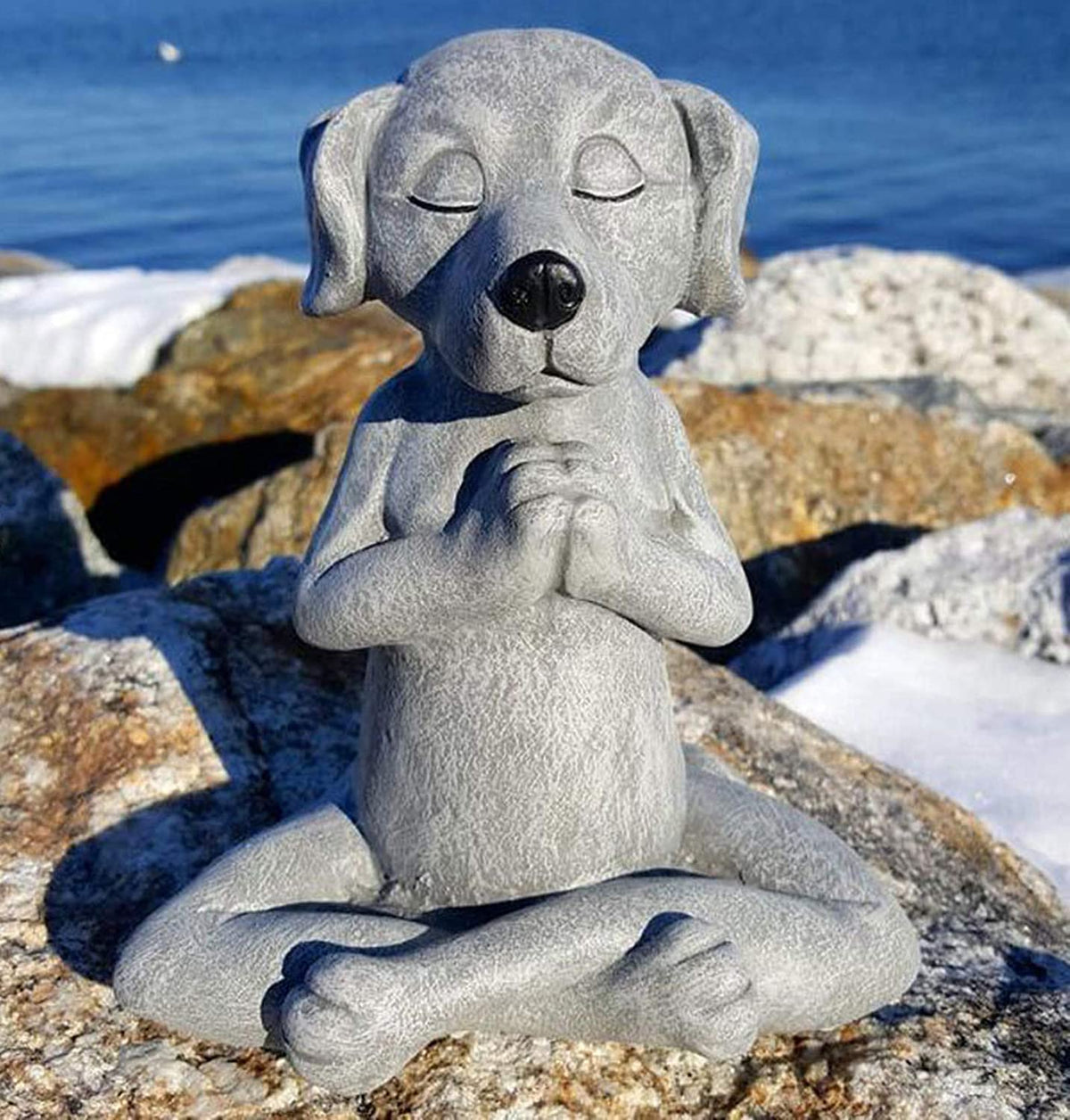 Jxueych fairy garden dog figurine adds tranquil focal point to shelves.