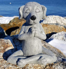 Jxueych fairy garden dog figurine adds tranquil focal point to shelves.