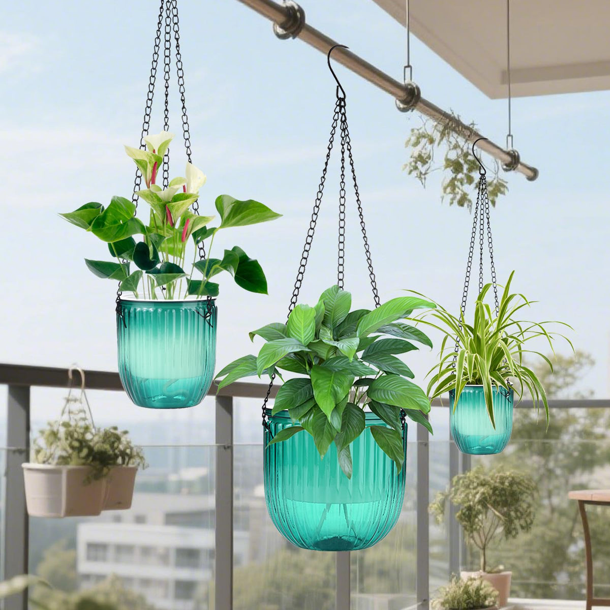 JxyHauteresce hanging planters suitable for indoor and outdoor spaces.