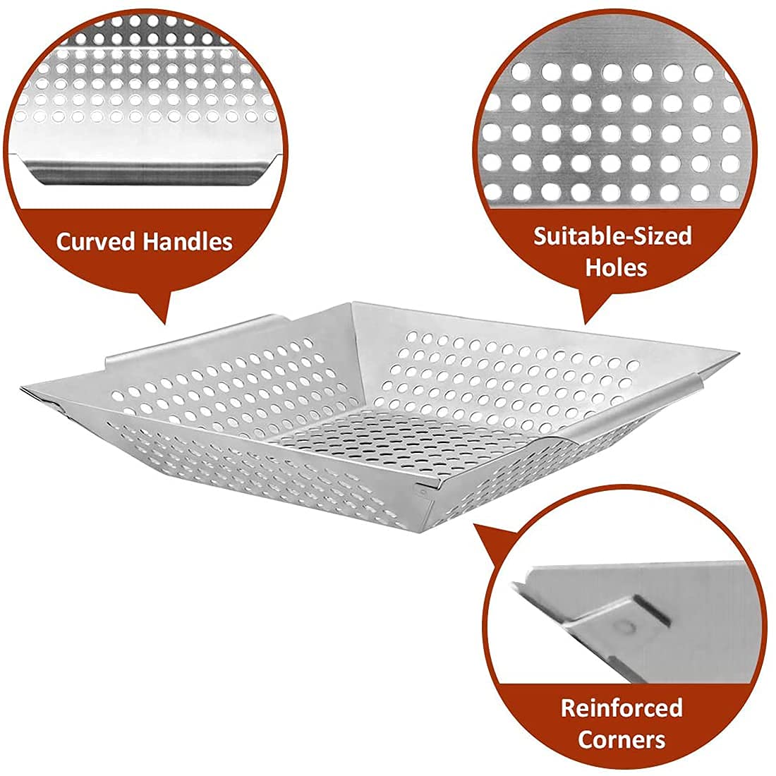 JY COOKMENT grill basket close-up highlights sturdy stainless steel