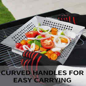 JY COOKMENT grill basket with vegetables ensures even cooking