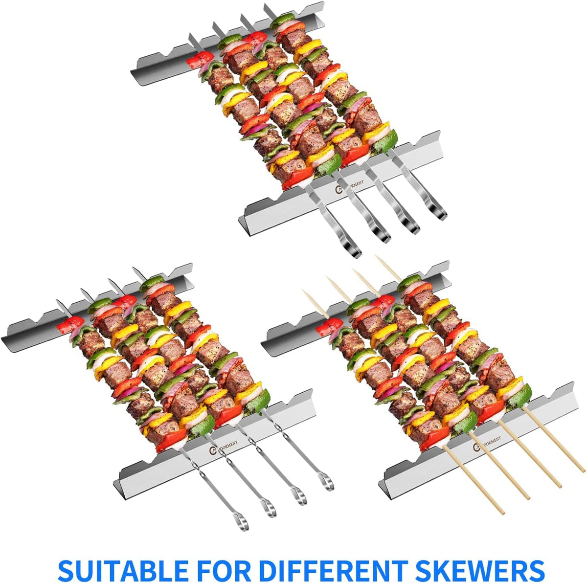 JY COOKMENT kabob rack dishwasher safe design simplifies cleanup after grilling.