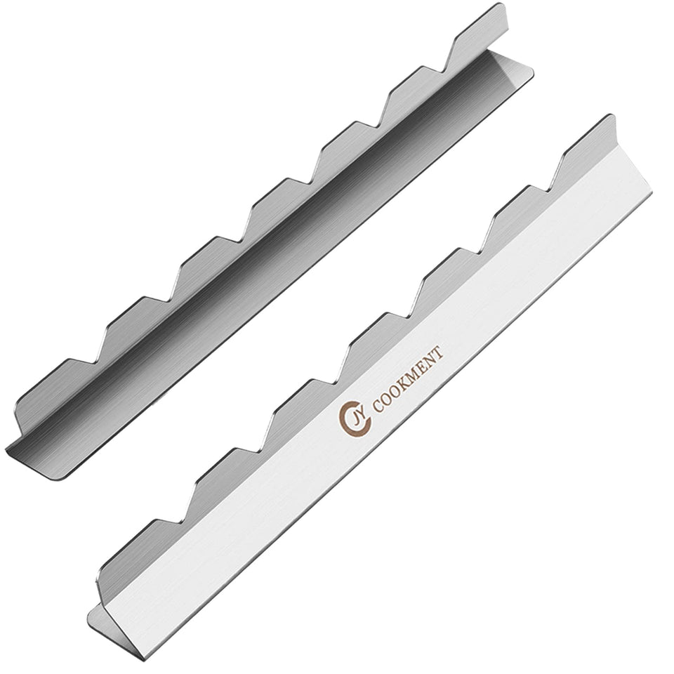 JY COOKMENT kabob rack stainless steel on grill keeps skewers steady for even cooking.