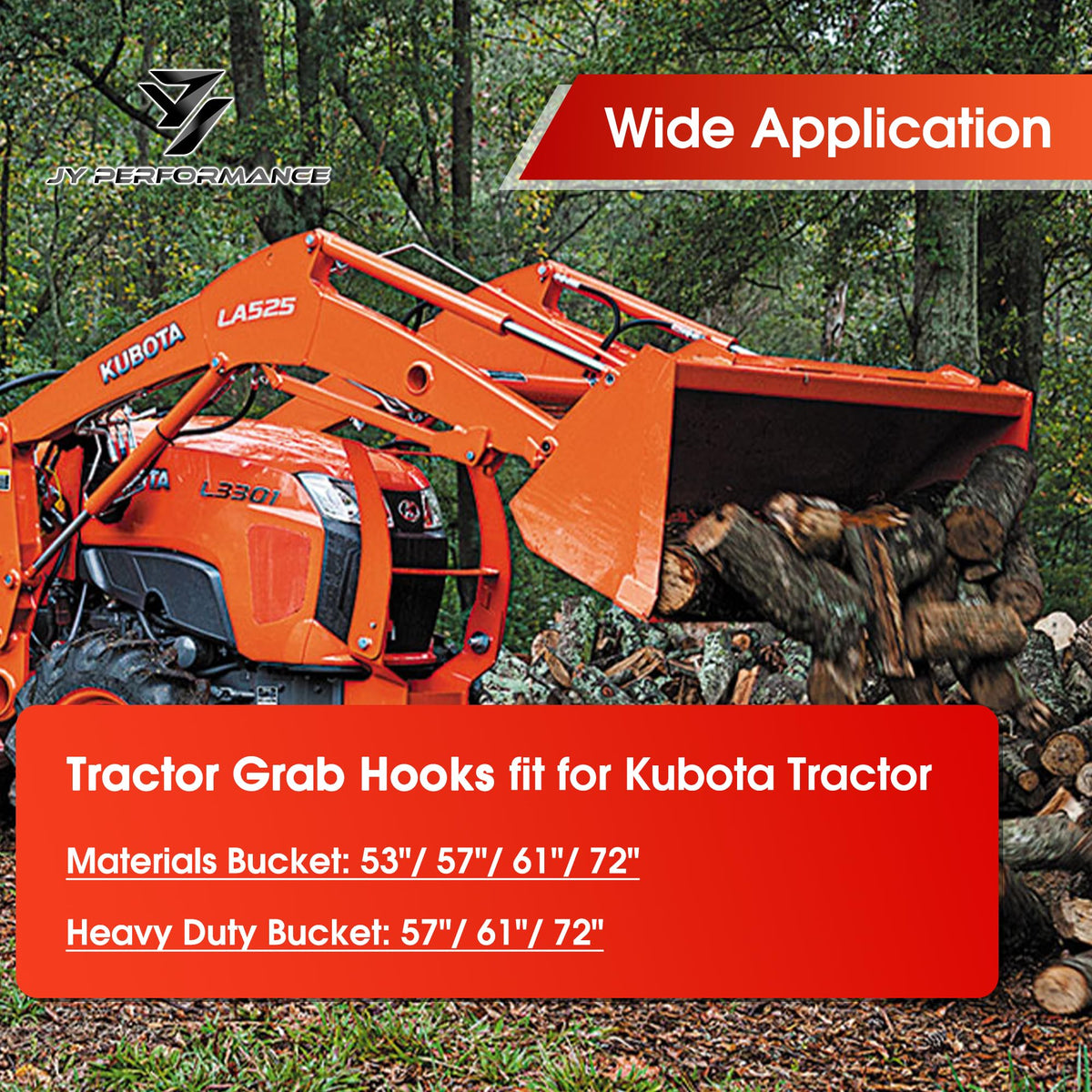 JY PERFORMANCE bolt-on tractor hooks kit for quick, secure installation on buckets.