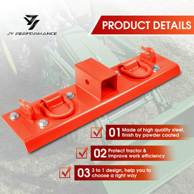 JY PERFORMANCE Kubota-compatible hooks highlight secure mounting points for versatile bucket use.