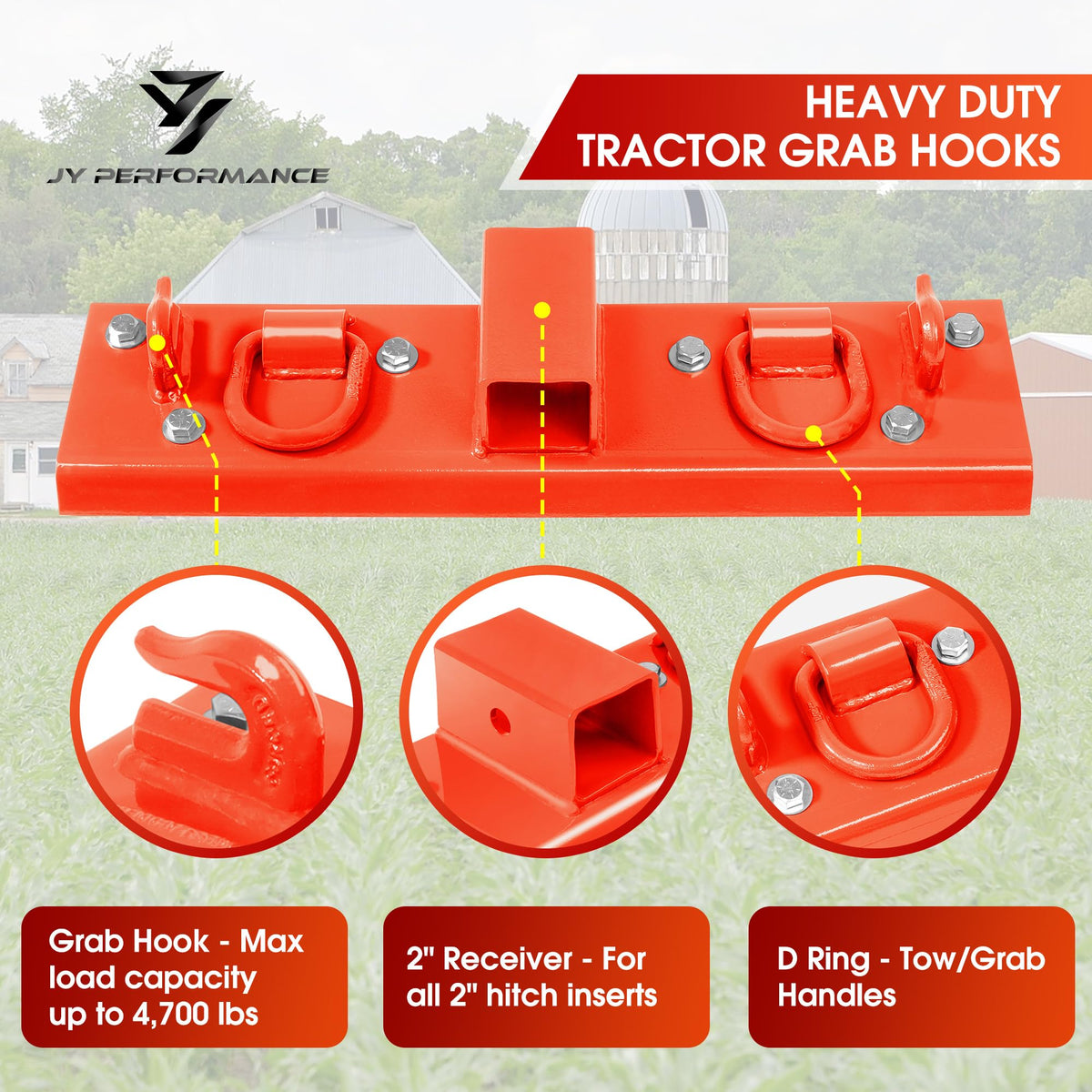 JY PERFORMANCE powder-coated steel finish resists rust and lasts longer in rugged use.