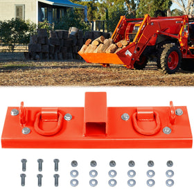 JY PERFORMANCE tractor grab hooks orange side view for Kubota compatibility, secure cargo easily.