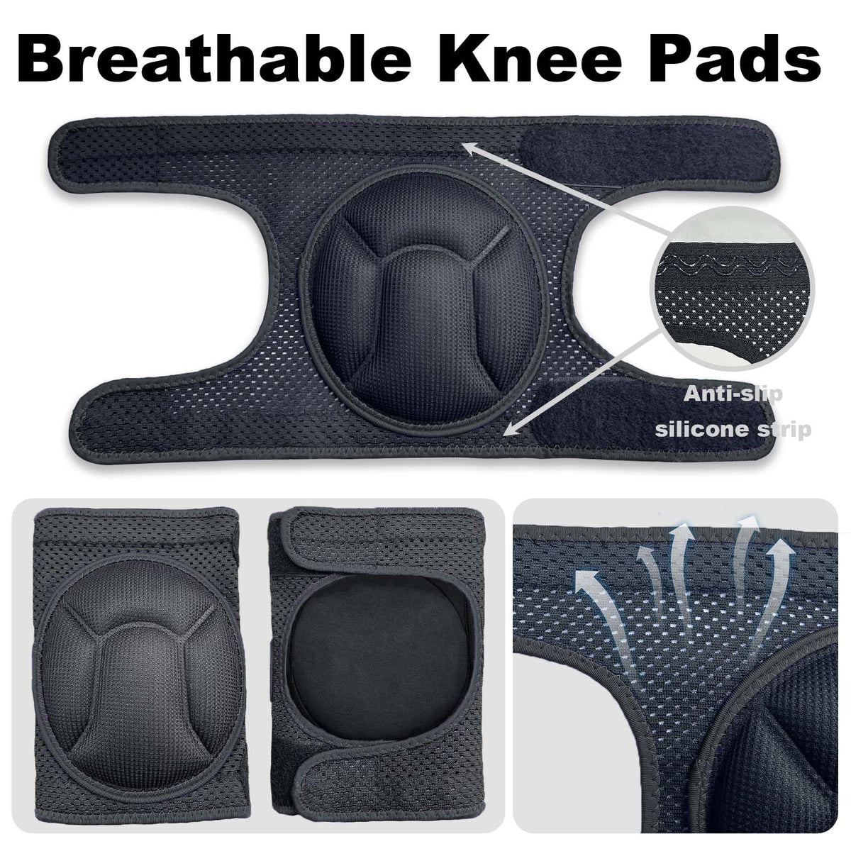 JYBTAA knee pads with breathable mesh to reduce heat buildup
