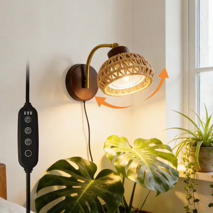 JYCT hanging grow light with rattan shade delivers stylish plant illumination