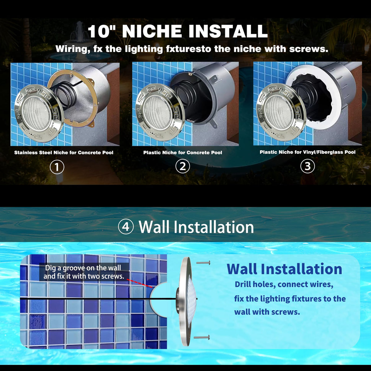 Jyexin pool light installation is quick and tool-free.