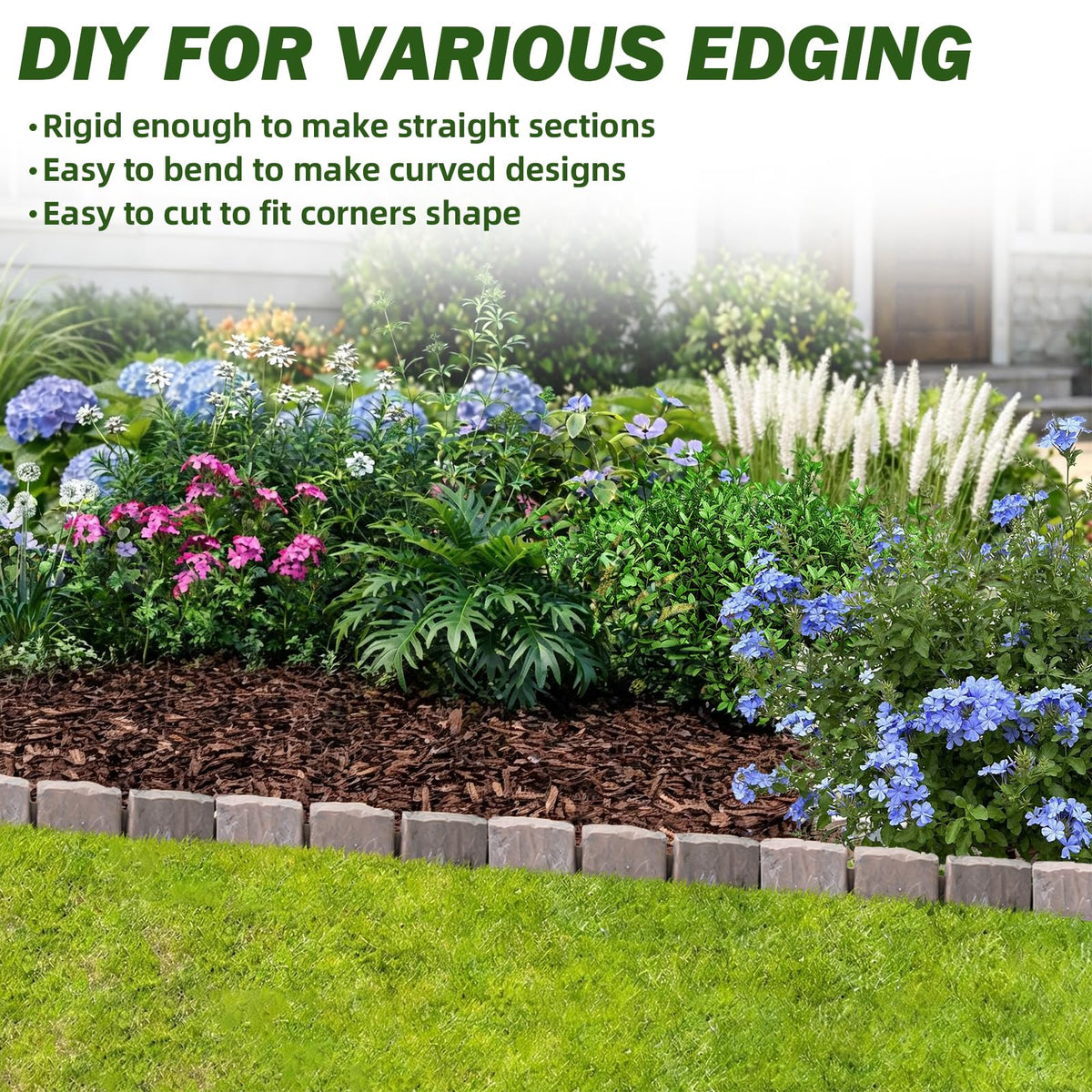 JYINCPED edging is flexible for curves and rigid for straight runs.