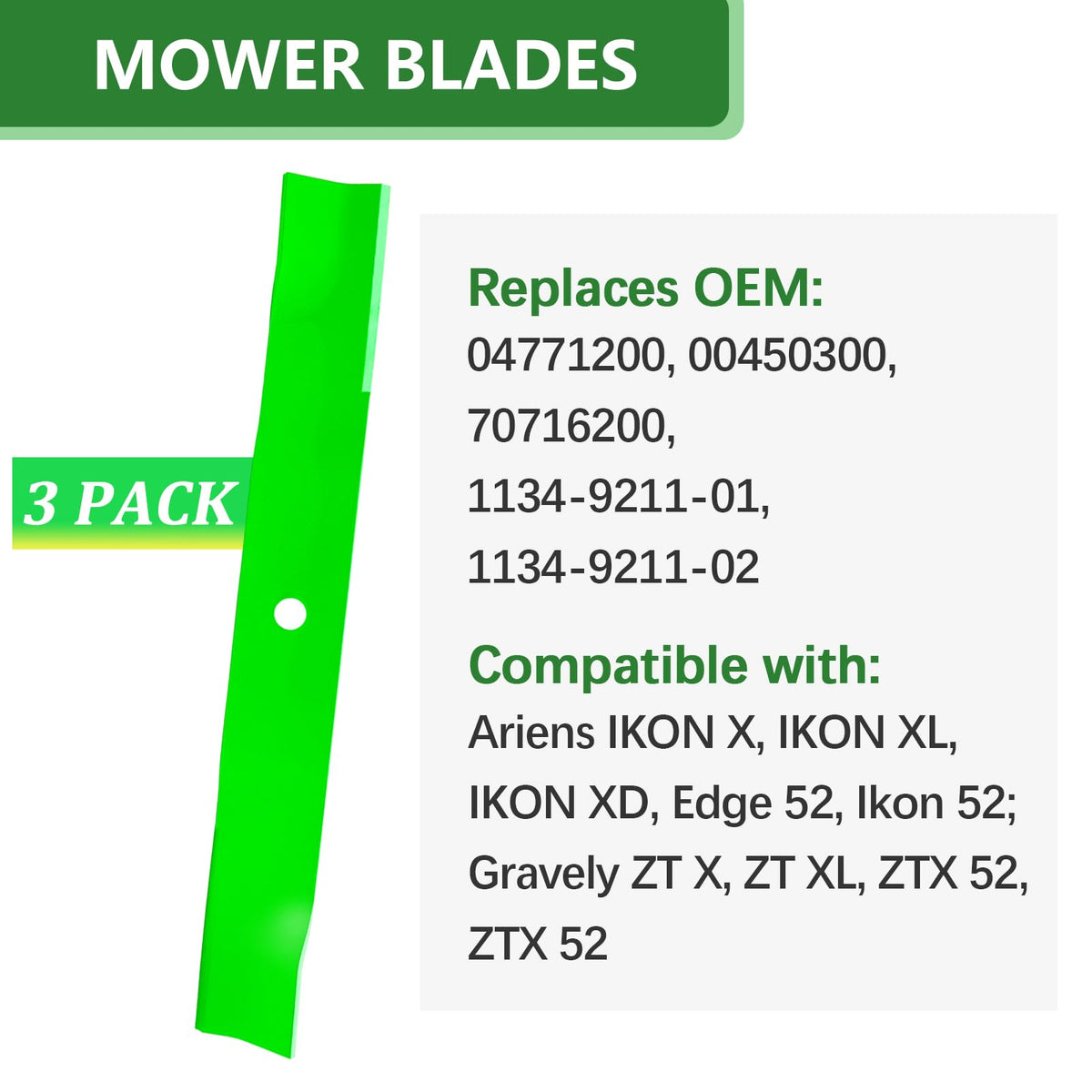 JYLEYJ Ariens IKON X XL 52 blades, ready-to-install.