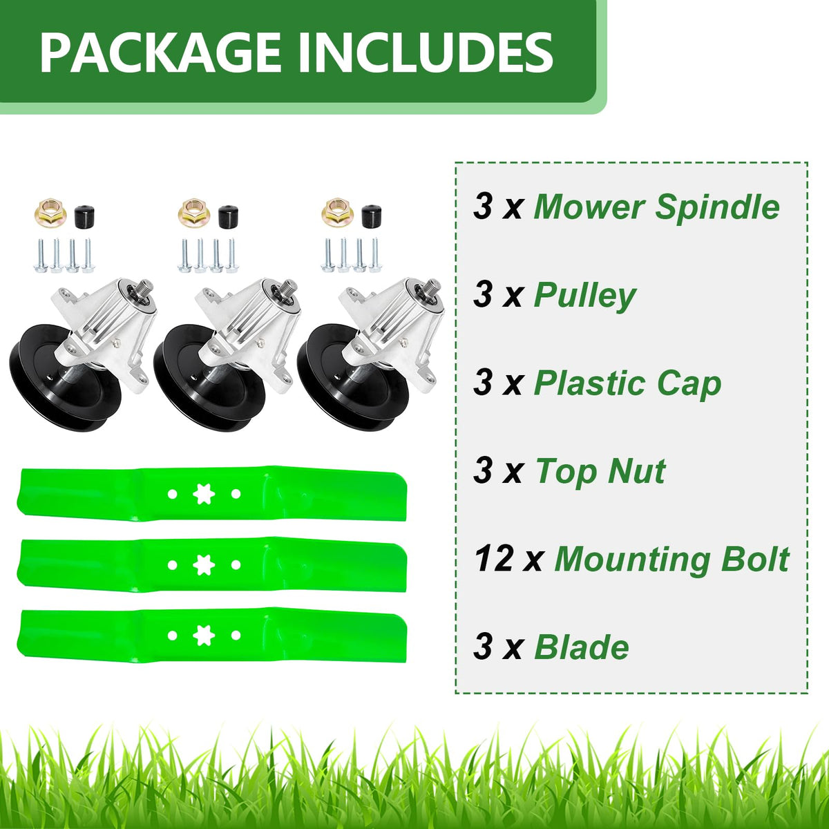 JYLEYJ compatible mowers chart close-up highlights broad deck compatibility.