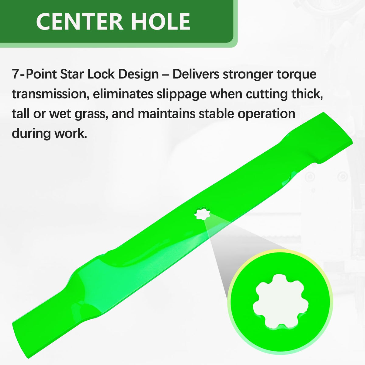 JYLEYJ durable material details emphasize crack and wear resistance for outdoor mowing.
