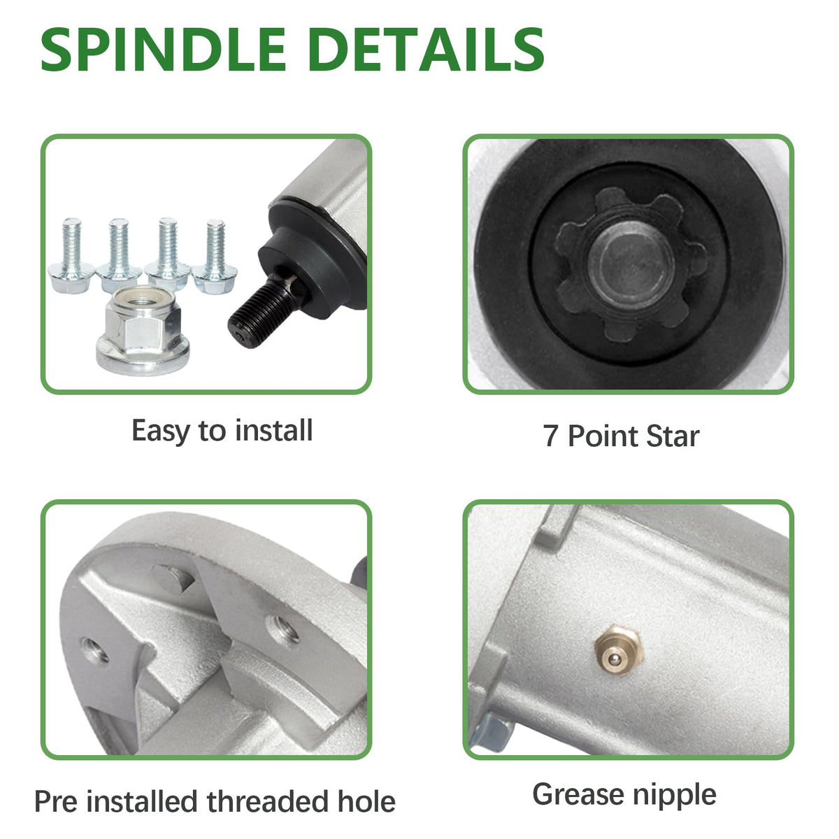 Close-up of the aluminum alloy spindle body, corrosion resistant.